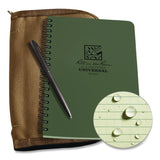 Rite in the Rain® All-Weather Wire-O Notebook, 1-Subject, Universal: Narrow Rule and Quadrille Rule, Dark Green Cover, (32) 7 x 4.63 Sheets (RIR973) Each