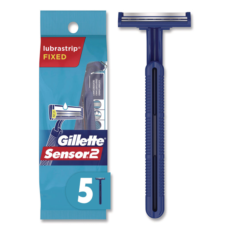 Gillette Sensor2 Disposable Razor, 2 Blades, 5/Pack, 36 Packs/Carton (PGC65853) Case of 36