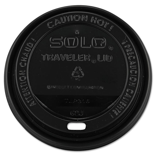 SOLO® Traveler Cappuccino Style Dome Lid, Fits 10 oz to 24 oz Cups, Black, 100/Sleeve, 10 Sleeves/Carton (SCCTLB316)