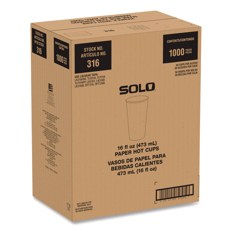 Solo Recycled Content PCF Paper Hot Cups, ProPlanet Seal, 16 oz, White/Blue, 1,000/Carton (SCC316RCPLANET) Case of 1000