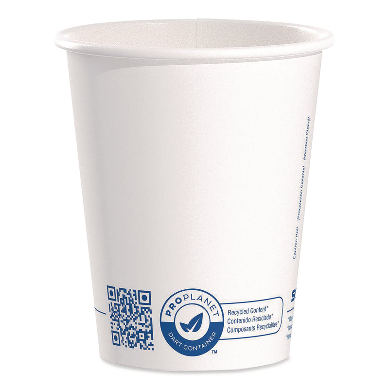 Solo Recycled Content PCF Paper Hot Cups, ProPlanet Seal, 10 oz, White/Blue, 1,000/Carton (SCC370RCPLANET) Case of 1000