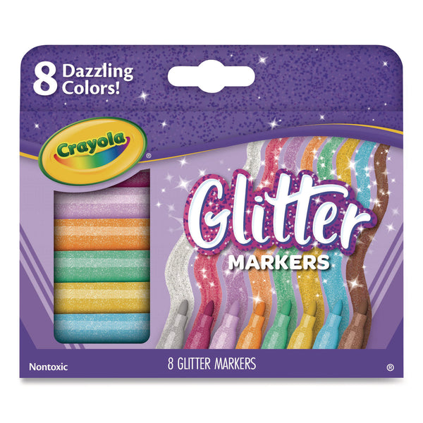 Crayola Glitter Markers, Medium Bullet Tip, Assorted Colors, 8/Set (CYO588643) 1 ST