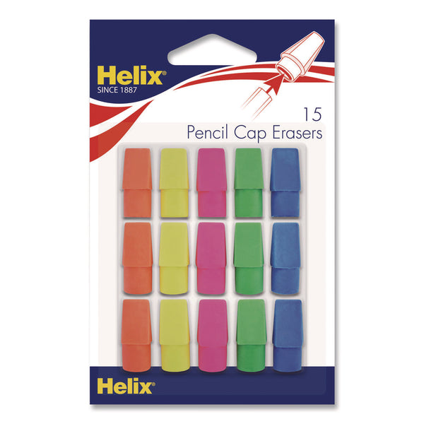 Classic Pencil Cap Erasers, For Pencil Marks, Assorted Colors, 15/Pack (MHX37158) Pack of 15