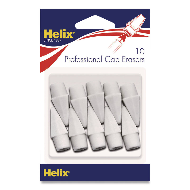 Professional Hi-Polymer Oversized Pencil Cap Erasers, For Pencil Marks, White, 10/Pack (MHX37360) Pack of 10