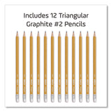 Essentials Triangular Pre-Sharpened Pencils, HB (#2), Black Lead, Yellow Barrel, 12/Box (MHX851779ZT) Box of 12