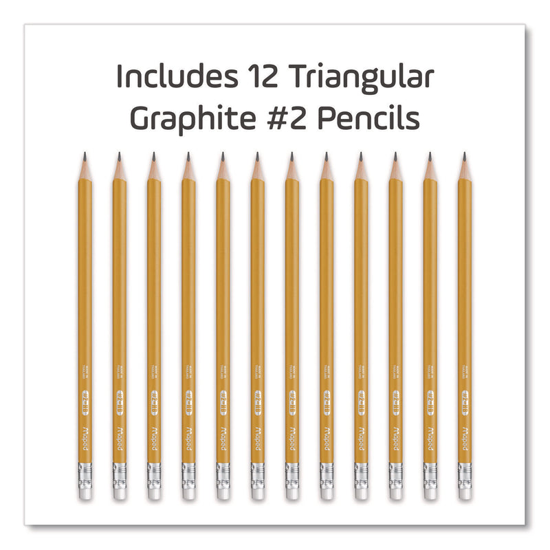 Essentials Triangular Pre-Sharpened Pencils, HB (#2), Black Lead, Yellow Barrel, 12/Box (MHX851779ZT) Box of 12