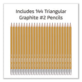 Essentials Triangular Pre-Sharpened Pencils, HB (#2), Black Lead, Yellow Barrel, 144/Box (MHX851770ZT) Box of 144