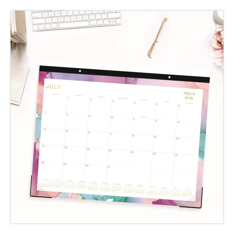 Blue Sky® Ashley G Academic Monthly Desk Pad, 22x17, Multicolor Sheets, Black Headband, Clear Corners, 12-Month (Jul to Jun): 2025-2026 (BLS148668) Each