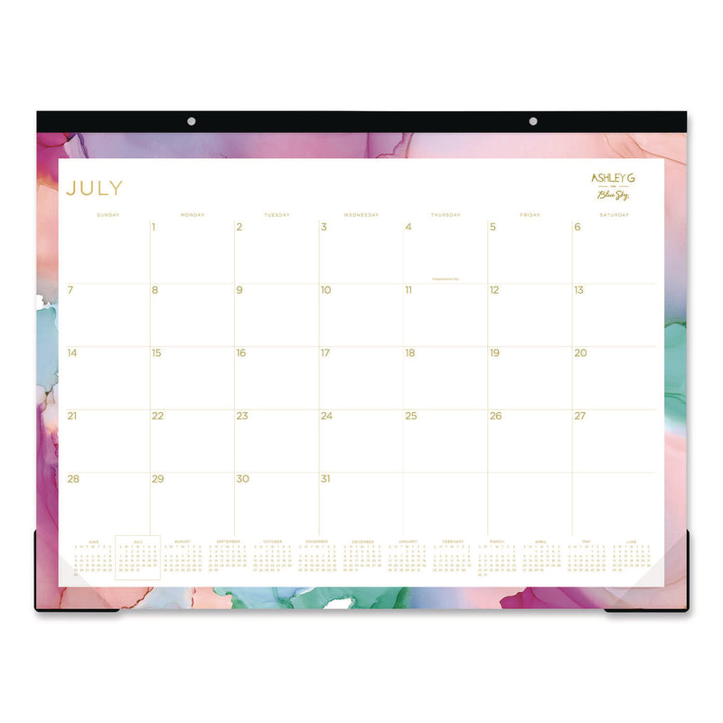 Blue Sky® Ashley G Academic Monthly Desk Pad, 22x17, Multicolor Sheets, Black Headband, Clear Corners, 12-Month (Jul to Jun): 2025-2026 (BLS148668) Each