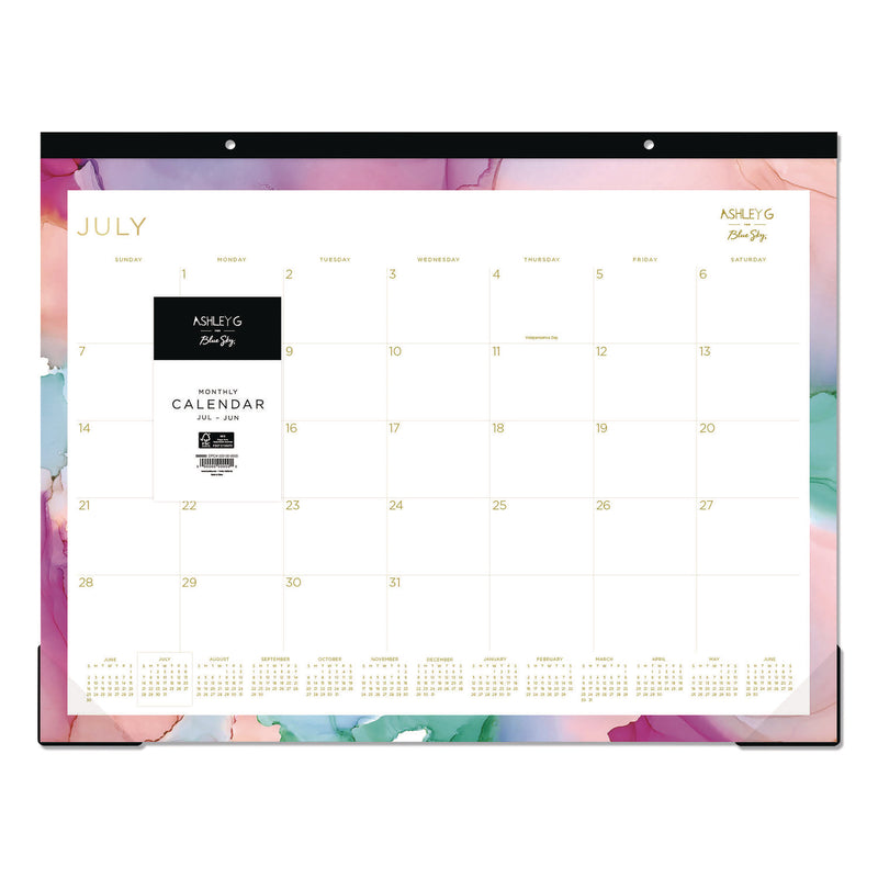 Blue Sky® Ashley G Academic Monthly Desk Pad, 22x17, Multicolor Sheets, Black Headband, Clear Corners, 12-Month (Jul to Jun): 2025-2026 (BLS148668) Each
