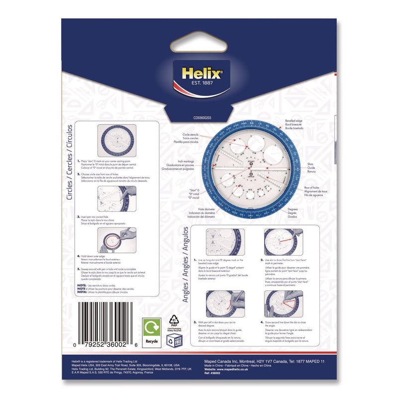 Helix 15cm / 360 Degree Protractor Angle Measure – Blue, Modern, L09010