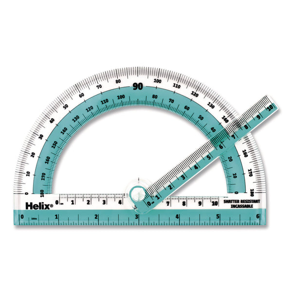 180° Shatter Resistant Swing Arm Protractor, 6" Ruler Edge/10 cm Ruler Edge, Plastic, Randomly Assorted Color (MHX60009) Each