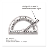 Maped Helix 180° Shatter Resistant Swing Arm Protractor, 6" Ruler Edge/10 cm Ruler Edge, Plastic, Randomly Assorted Color (MHX60009) Each