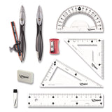 Metal Compass and Geometry Set, Metal/Plastic, Black/Clear, 10 Pieces (MHX897010) Each