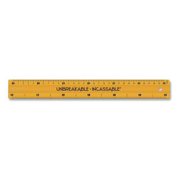 Unbreakable 12" Ruler, Standard/Metric, 12.72" Long, Randomly Assorted Color (MHX245648) Each