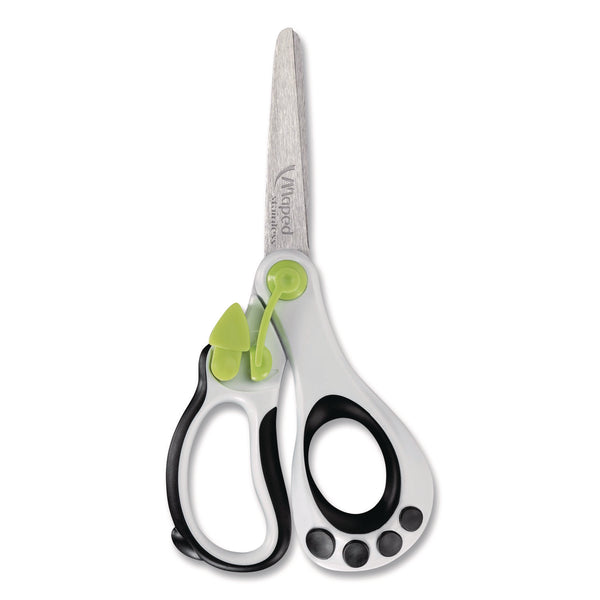 Kidy Spring-Assisted Educational Scissors Rounded Tip, 5.41" Long, 2" Cut Length, Straight White/ Black Handle (MHX470249US) Each