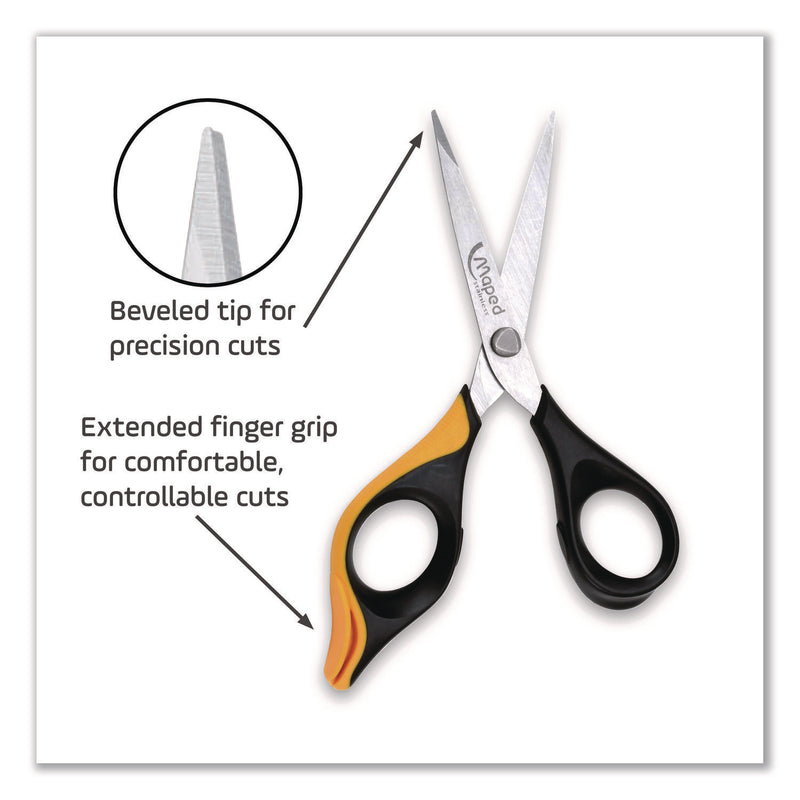 Ultimate Precision Soft Grip Multipurpose Scissors, 5.75" Long, 3" Cut Length, Straight Black/Orange Handle (MHX690210) Each