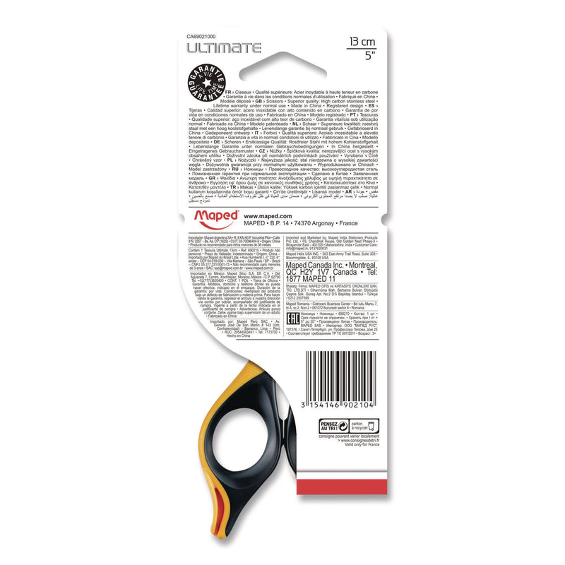 Ultimate Precision Soft Grip Multipurpose Scissors, 5.75" Long, 3" Cut Length, Straight Black/Orange Handle (MHX690210) Each