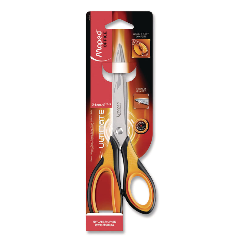 Ultimate Soft Grip Multipurpose Scissors, 8.25" Long, 4.5" Cut Length, Straight Orange/Black Handle (MHX697710) Each