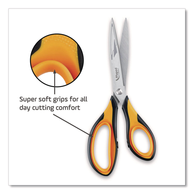 Ultimate Soft Grip Multipurpose Scissors, 8.25" Long, 4.5" Cut Length, Straight Orange/Black Handle (MHX697710) Each