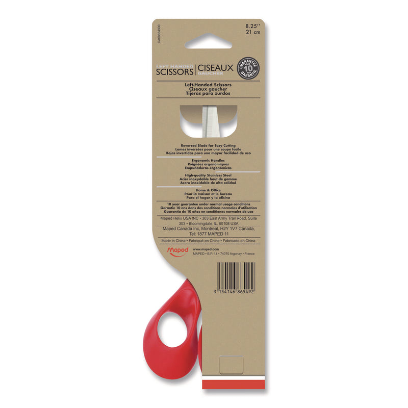 Expert Left-Handed Multipurpose Scissors, 8.25" Long, 5" Cut Length, Straight Red Handle (MHX686549) Each