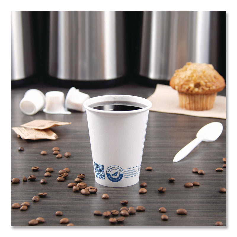 SOLO® Recycled Content PCF Paper Hot Cups, ProPlanet Seal, 8 oz, White, 50/Pack (SCC378RCPLANEPK) Pack of 50