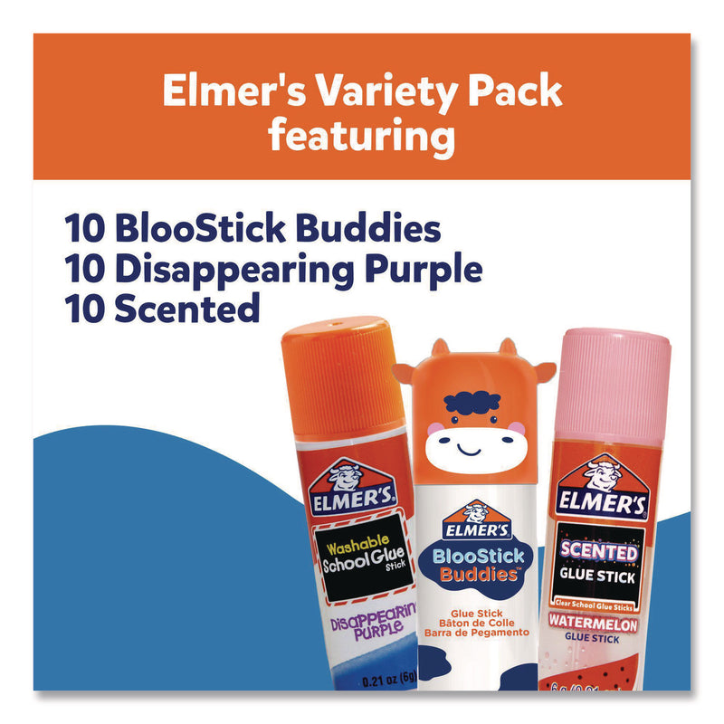 Glue Stick Variety Pack, 0.21 oz, Dries Clear, 30/Pack (SAN2213791) Box of 4