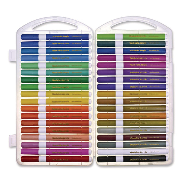 TPG Creations™ Washable Acrylic Markers, Fine Bullet Tip, Assorted Colors, 36/Pack, 6 Packs/Carton (TPG49906) Case of 6