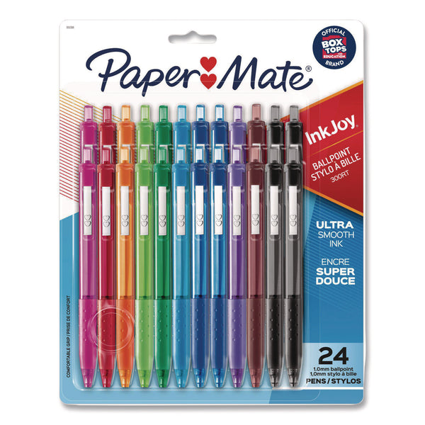 Papermate® InkJoy 300 RT Ballpoint Pen, Retractable, Medium 1 mm, Assorted Ink and Barrel Colors, 24/Set (PAP1951398) 1 ST