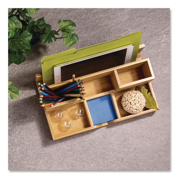 Bamboo Desk Organizer, 7 Compartments, 14.09 x 8.62 x 5.28, Natural Wood Grain, Bamboo (OIC71001) Each