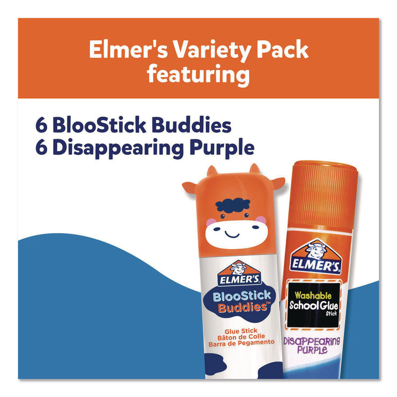 BlooStick Buddies and Disappearing Purple Glue Stick Combo Pack, 0.21 oz, Dries Clear, 12/Pack (SAN2213736) Pack of 12