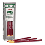 Dixon® China Marker, 0.3" x 7", Crimson Red, Dozen (DIX000710002) Pack of 12
