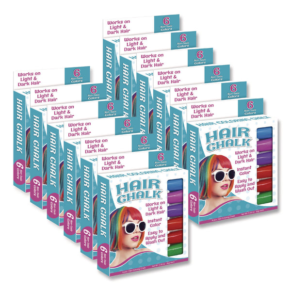 TPG Creations™ Hair Chalk, Assorted Colors, 6/Pack, 12 Packs/Carton (TPG68212) Case of 12