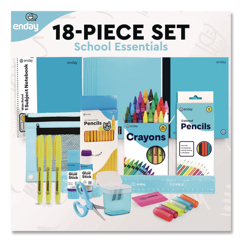 enday Back to School Supplies Kit for Grades K-5, Blue (EDY1314) 1 Kit