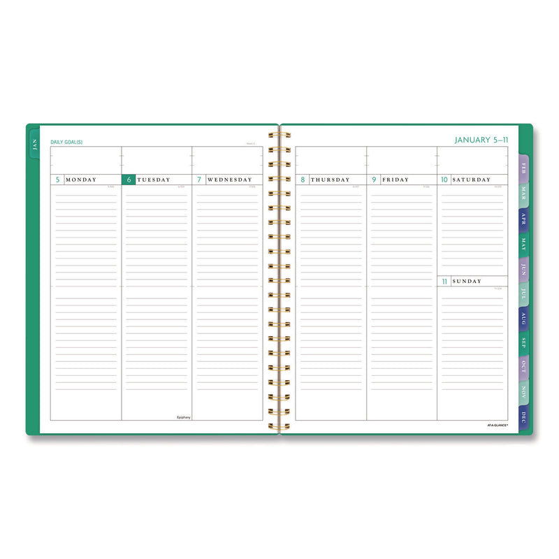 AT-A-GLANCE® Badge Geo Weekly/Monthly Planner, 11 x 8.5, Green Cover, 13-Month (Jan-Jan): 2026 (AAG1753G905) Each