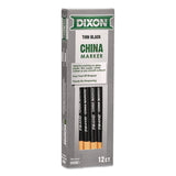 Dixon China Marker, Black, Thin Lead, 12/Pack (DIX000810002) Pack of 12