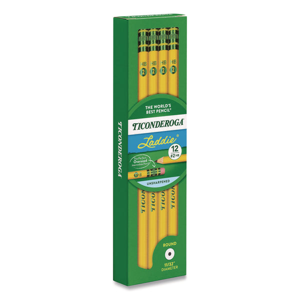 Dixon Ticonderoga Laddie Woodcase Pencil with Microban, HB (#2), Black Lead, Yellow Barrel, 12/Pack (DIX133040002) Pack of 12