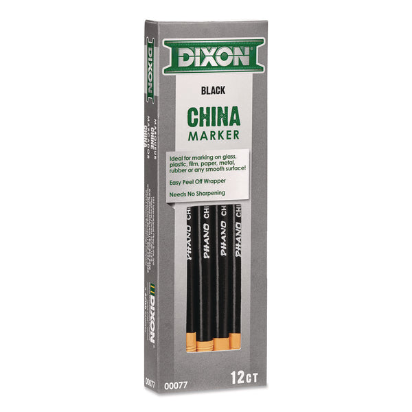 Dixon China Marker, Black, 12/Pack (DIX000770002) Pack of 12