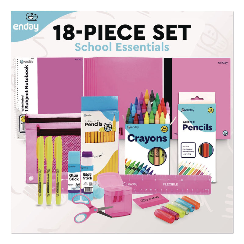 enday Back to School Supplies Kit for Grades K-5, Pink (EDY1315) 1 Kit