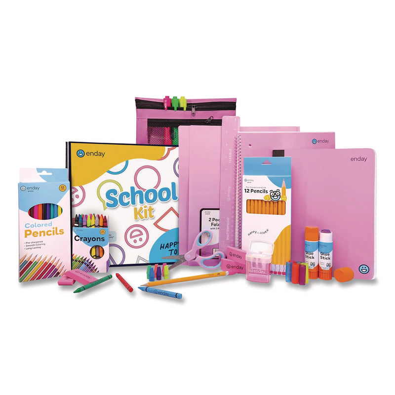 enday Back to School Supplies Kit for Grades K-5, Pink (EDY1315) 1 Kit