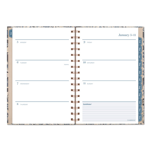 Cambridge® Elizabeth Weekly/Monthly Planner, 8.5 x 5.5, Floral Artwork, Blue Cover, 12-Month (Jan-Dec): 2026 (AAG1763200) Each