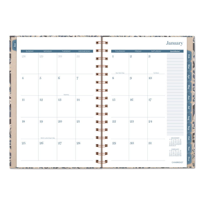 Cambridge® Elizabeth Weekly/Monthly Planner, 8.5 x 5.5, Floral Artwork, Blue Cover, 12-Month (Jan-Dec): 2026 (AAG1763200) Each