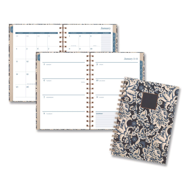 Cambridge® Elizabeth Weekly/Monthly Planner, 8.5 x 5.5, Floral Artwork, Blue Cover, 12-Month (Jan-Dec): 2026 (AAG1763200) Each