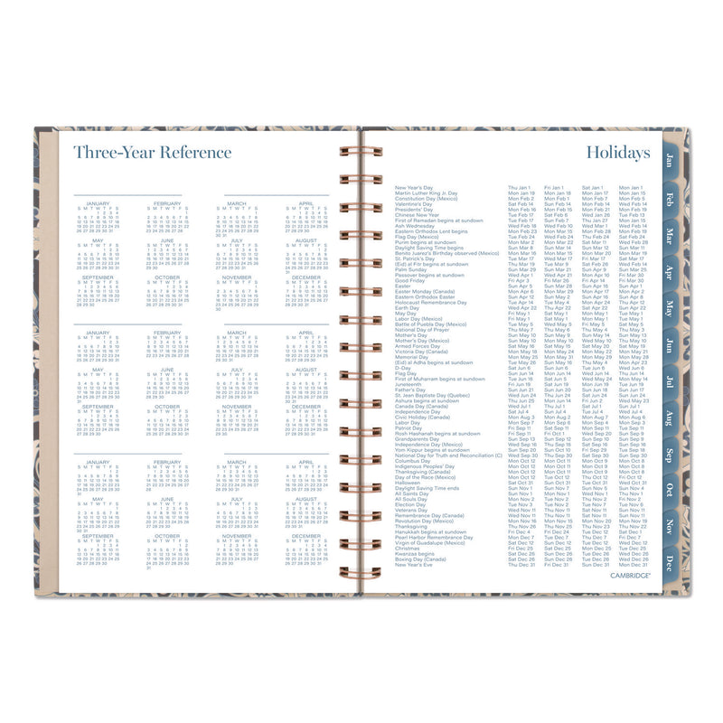 Cambridge® Elizabeth Weekly/Monthly Planner, 8.5 x 5.5, Floral Artwork, Blue Cover, 12-Month (Jan-Dec): 2026 (AAG1763200) Each