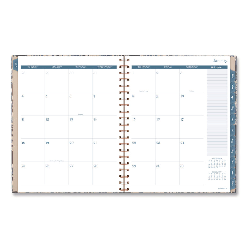 Cambridge® Elizabeth Weekly/Monthly Planner, 11 x 8.5, Floral Artwork, Blue Cover, 12-Month (Jan-Dec): 2026 (AAG1763905) Each