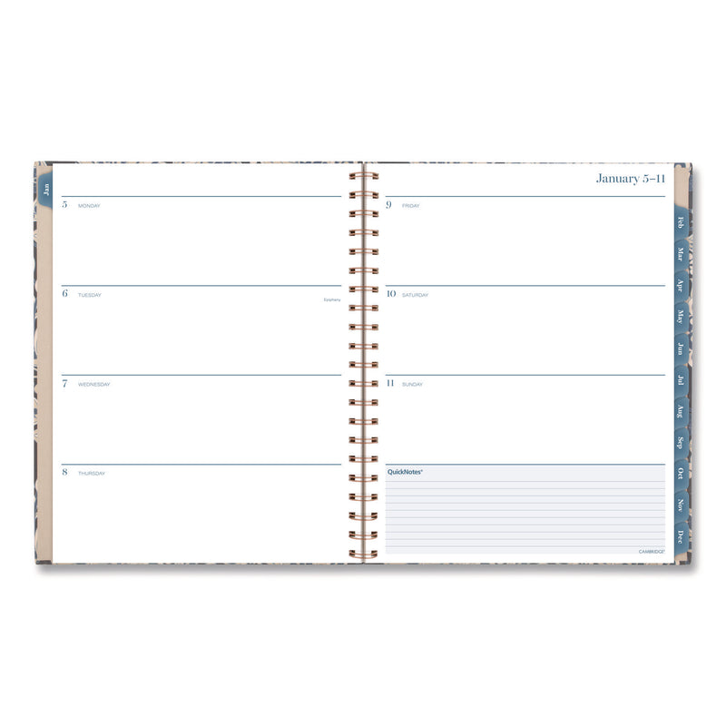 Cambridge® Elizabeth Weekly/Monthly Planner, 11 x 8.5, Floral Artwork, Blue Cover, 12-Month (Jan-Dec): 2026 (AAG1763905) Each