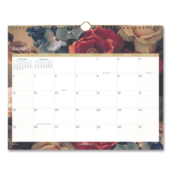 Cambridge® Midnight Garden Monthly Wall Calendar, 15 x 12, Floral Artwork, 12-Month (Jan-Dec): 2026 (AAG1768707) Each
