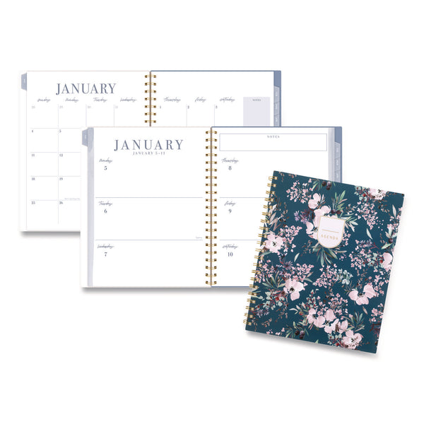Cambridge® Weekly/Monthly Calista Floral Planners, 11 x 8.5, Floral Artwork, Blue/Purple/Green Cover, 13 Month (Jan-Jan): 2026 (AAGLB40905) Each