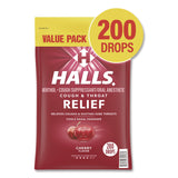 HALLS Relief Cough Drops - Value Size, Cherry, 200/Pack (GRR22002530) Each