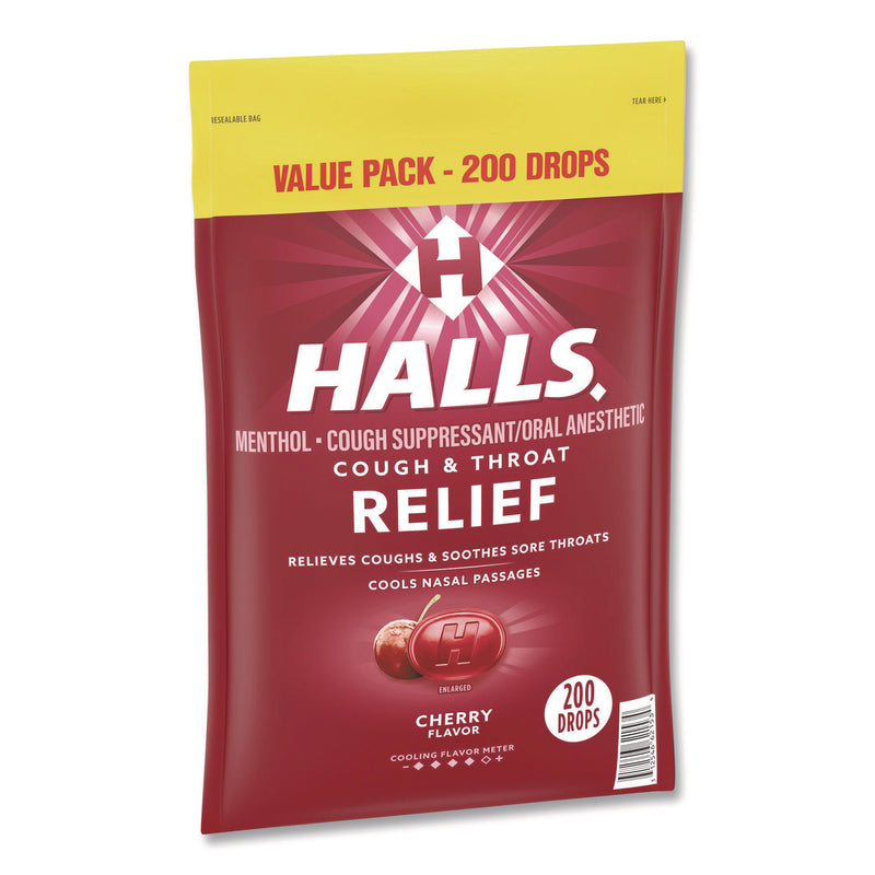 HALLS Relief Cough Drops - Value Size, Cherry, 200/Pack (GRR22002530) Each